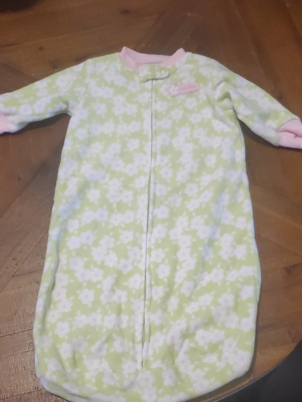 Carter's Light Green Floral Sleep Sack with Pink Trim